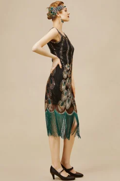 BABEYOND Dresses|Glitter Sequin Peacock Scoop Neck Dress