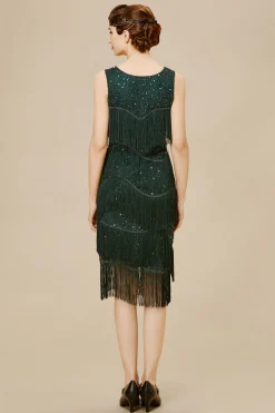 BABEYOND Dresses|Glitter Tiered Fringe Bias Hem Dress