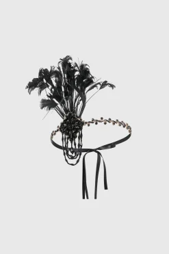 BABEYOND Headpieces & Fascinators|Gorgeous Beaded Feather Headband Black