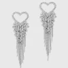BABEYOND Jewelry|Gorgeous Heart Tassel Statement Earrings Silver