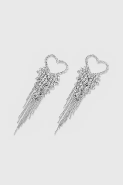 BABEYOND Jewelry|Gorgeous Heart Tassel Statement Earrings Silver