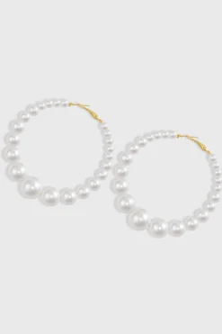 BABEYOND Jewelry|Gorgeous Pearl Hoop Earrings White
