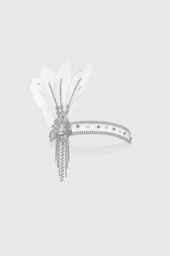 BABEYOND Headpieces & Fascinators|Gorgeous Rhinestone Feather Headpiece White