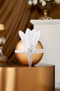 BABEYOND Headpieces & Fascinators|Gorgeous Rhinestone Feather Headpiece White