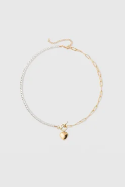 BABEYOND Jewelry|Heart-Shaped Pendant Pearl Necklace White