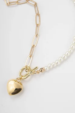 BABEYOND Jewelry|Heart-Shaped Pendant Pearl Necklace White