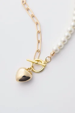 BABEYOND Jewelry|Heart-Shaped Pendant Pearl Necklace White