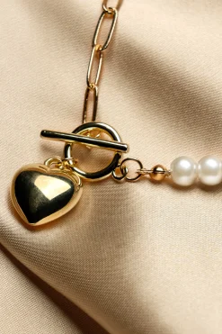 BABEYOND Jewelry|Heart-Shaped Pendant Pearl Necklace White