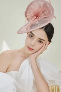 BABEYOND Headpieces & Fascinators|Irregular Brim Cocktail Fascinator Dusty Rose