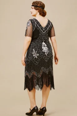BABEYOND Dresses|Irregular Fringe Gatsby Party Plus Dress Black/Silver
