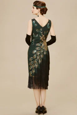 BABEYOND Dresses|Irregular Tassel Hem Peacock Dress