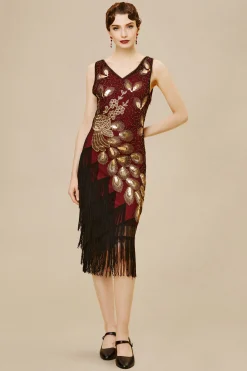 BABEYOND Dresses|Irregular Tassel Hem Peacock Dress