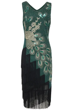 BABEYOND Dresses|Irregular Tassel Hem Peacock Dress