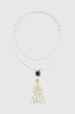 BABEYOND Jewelry|Luxurious Gem Pearl Tassel Necklace Cream