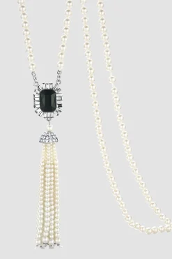 BABEYOND Jewelry|Luxurious Gem Pearl Tassel Necklace Cream