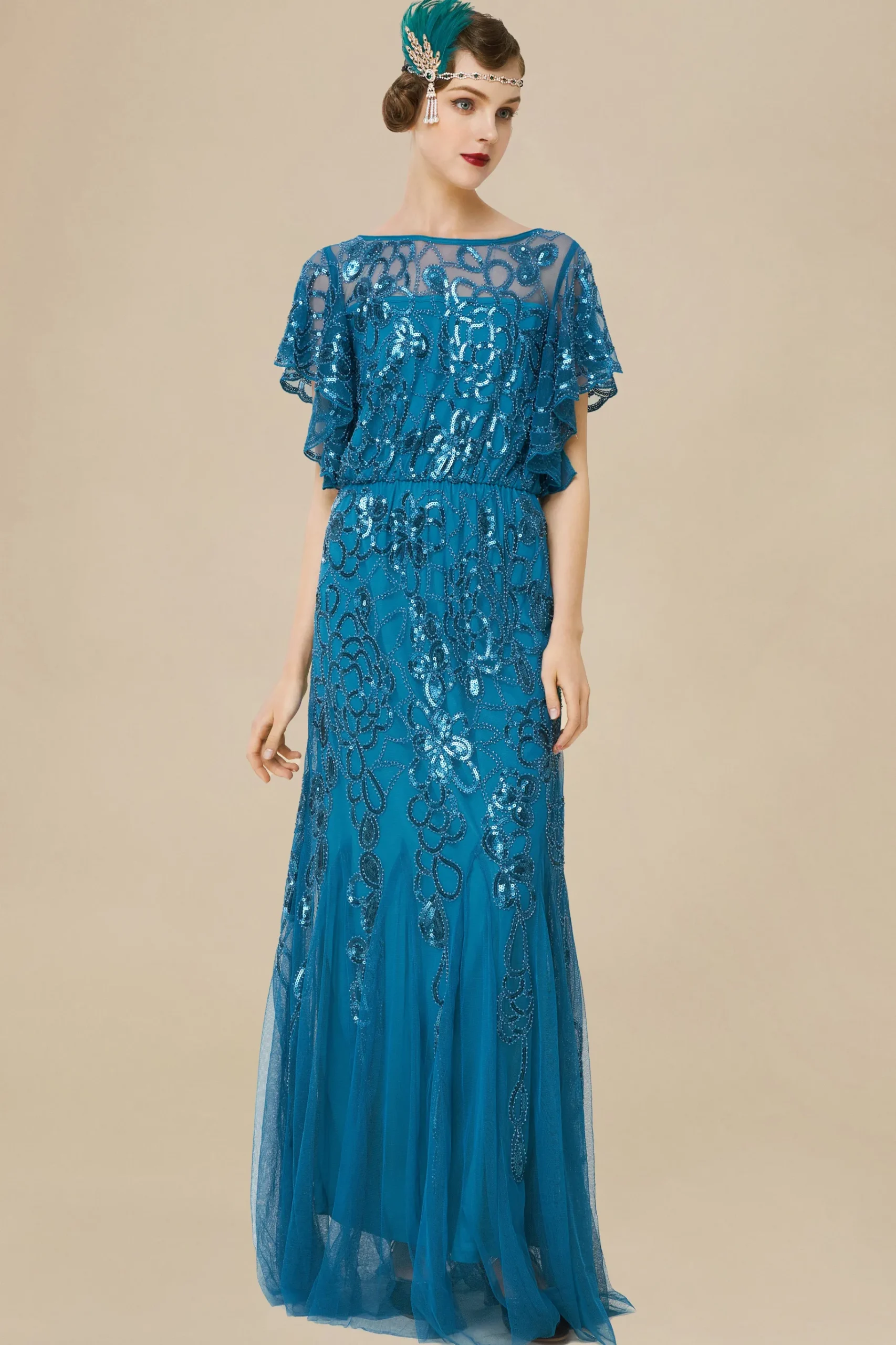 BABEYOND Dresses|Mermaid Sequin Bodycon Gown Dress Blue