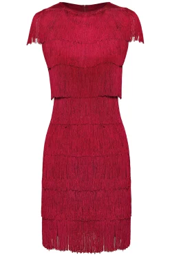 BABEYOND Dresses|Mini Tie Tassel Art Deco Party Dress Red