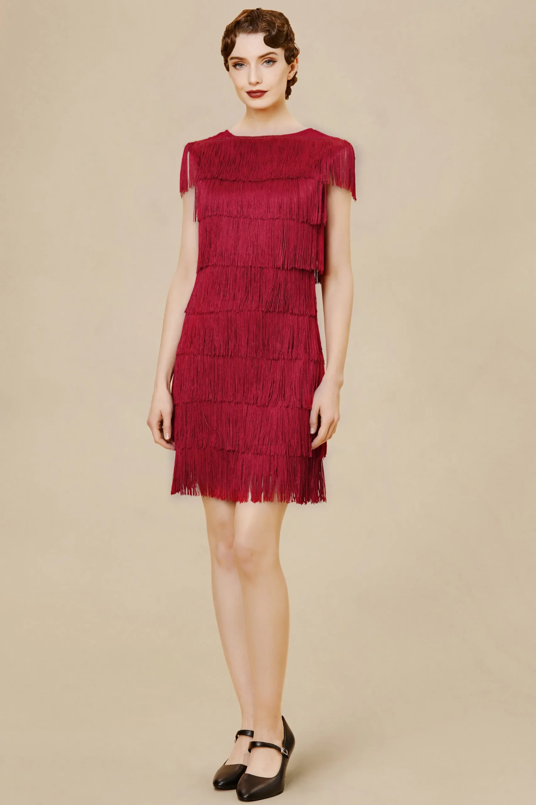 BABEYOND Dresses|Mini Tie Tassel Art Deco Party Dress Red