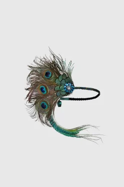 BABEYOND Headpieces & Fascinators|Nymph Peacock Feather Headpiece Dark Green