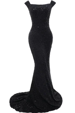 BABEYOND Dresses|Off Shoulder Textured Fishtail Dress Black