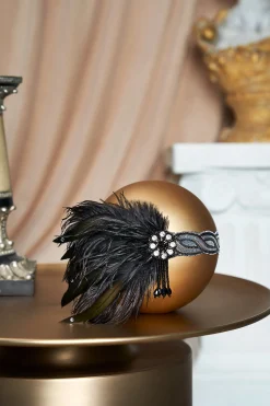 BABEYOND Headpieces & Fascinators|Ostrich Feather Sequin Headband Black/Silver