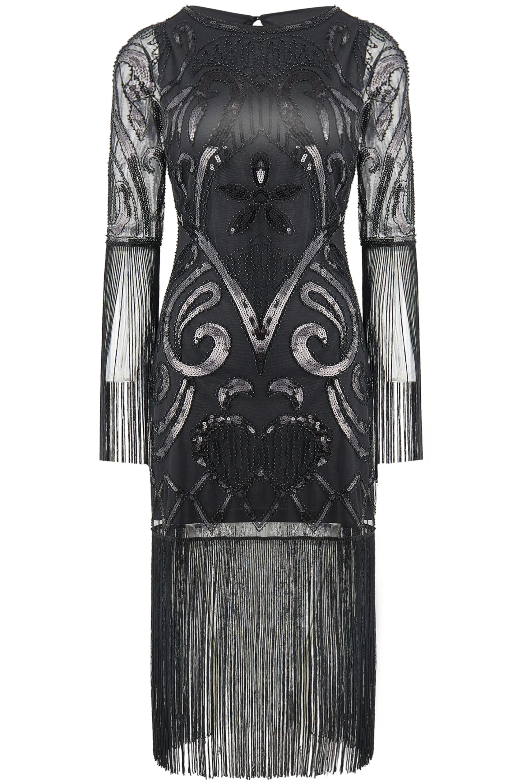 BABEYOND Dresses|Paisley Cut-Out Backless Fringe Dress