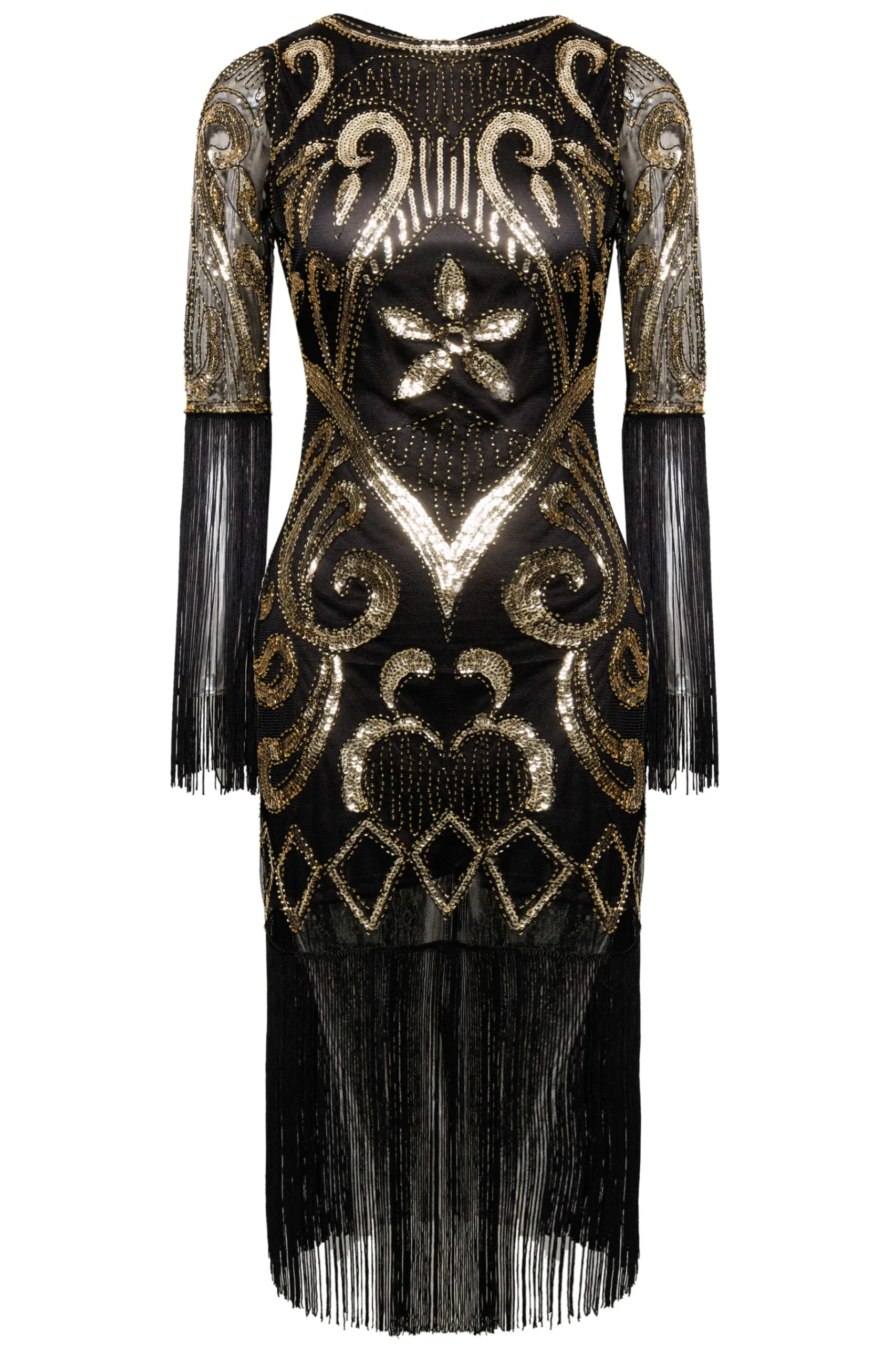 BABEYOND Dresses|Paisley Cut-Out Backless Fringe Dress
