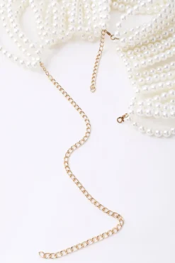 BABEYOND Shawls & Scarves|Pearl Body Chain Beaded Shawl Cream