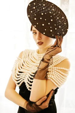 BABEYOND Shawls & Scarves|Pearl Body Chain Beaded Shawl Cream