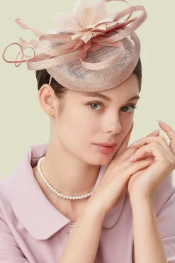 BABEYOND Headpieces & Fascinators|Pillbox Cambric Feather Fascinator Dusty Rose