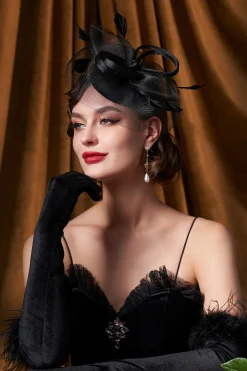 BABEYOND Headpieces & Fascinators|Pillbox Feather Bow Knot Fascinator
