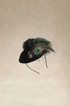 BABEYOND Headpieces & Fascinators|Pillbox Peacock Feather Fascinator Dark Green
