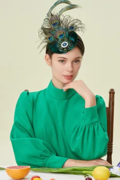 BABEYOND Headpieces & Fascinators|Pillbox Peacock Flapper Fascinator Dark Green