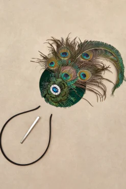 BABEYOND Headpieces & Fascinators|Pillbox Peacock Flapper Fascinator Dark Green