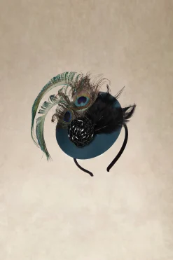 BABEYOND Headpieces & Fascinators|Pillbox Veil Peacock Fascinator Dark Green