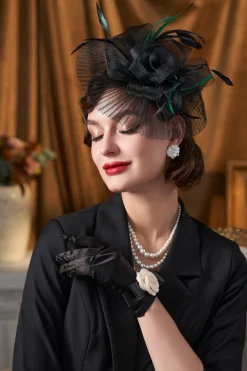 BABEYOND Headpieces & Fascinators|Pleated Mesh Floral Feather Fascinator