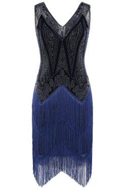 BABEYOND Dresses|Princesse Tam Tam Beaded Sequins Flapper Dress Black/Blue