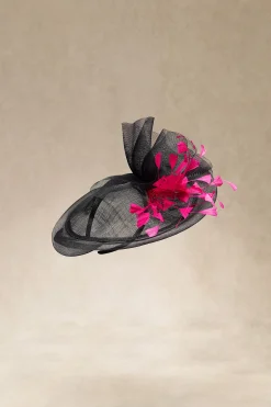 BABEYOND Headpieces & Fascinators|Race Day Feather Cocktail Fascinator Black/Red