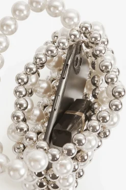BABEYOND Handbags|Reticulated Beaded Evening Pearl Purse Cream