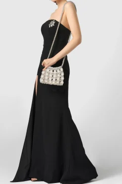 BABEYOND Handbags|Reticulated Beaded Evening Pearl Purse Cream