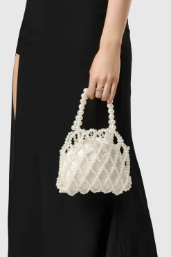 BABEYOND Handbags|Reticulated Beaded Pearl Bucket Purse