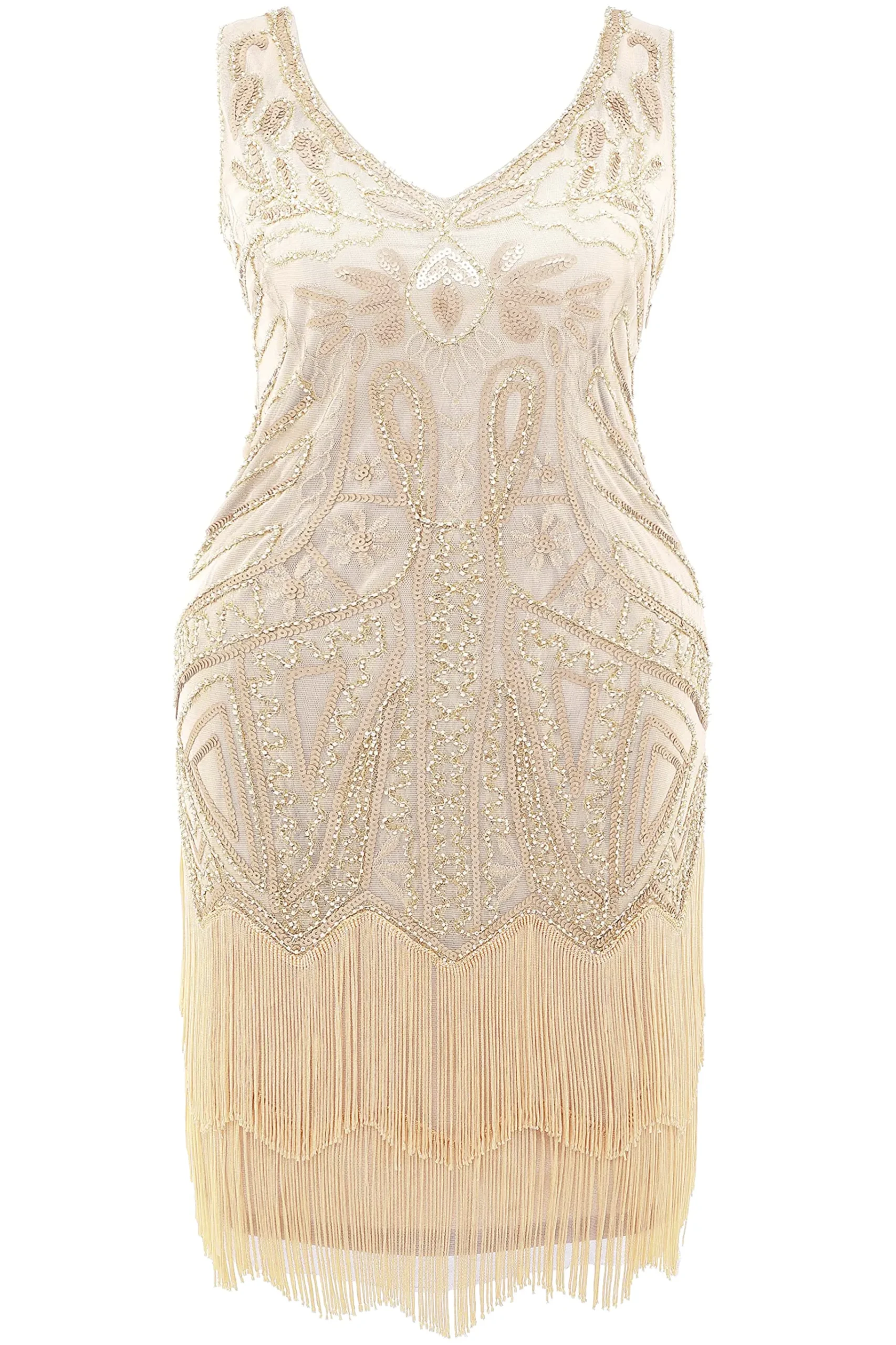 BABEYOND Dresses|Retro Paisley Art Deco Mini Plus Dress Beige