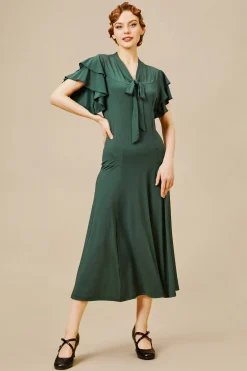 BABEYOND Dresses|Retro Tie Neck Midi Ruffle Dress