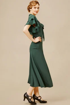 BABEYOND Dresses|Retro Tie Neck Midi Ruffle Dress