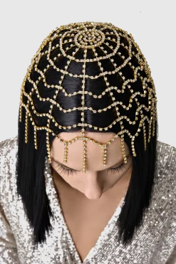 BABEYOND Headpieces & Fascinators|Rhinestone Chain Cap Headpiece Gold