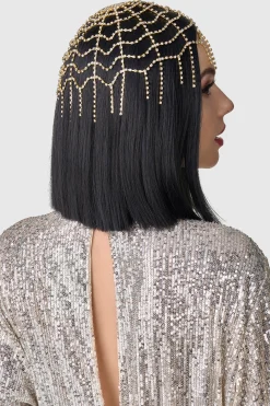 BABEYOND Headpieces & Fascinators|Rhinestone Chain Cap Headpiece Gold