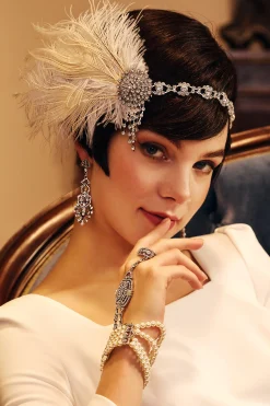 BABEYOND Headpieces & Fascinators|Rhinestone Chain Feather Headpiece
