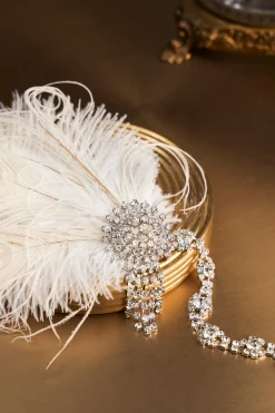 BABEYOND Headpieces & Fascinators|Rhinestone Chain Feather Headpiece