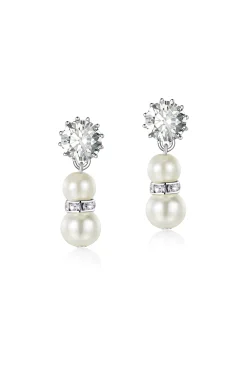 BABEYOND Jewelry|Rhinestone Floral Multi-Layer Pearl Necklace Set Cream