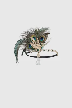 BABEYOND Headpieces & Fascinators|Rhinestone Leaf Feather Headpiece